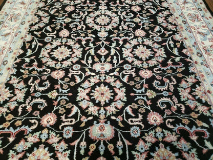 6' X 9' Handmade Indian Agra Wool Rug Carpet Vegetable Dyes Black