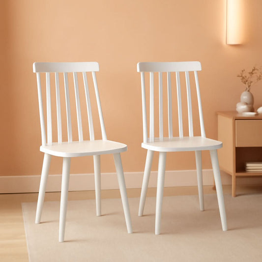 White Farmhouse Spindle Dining Chair Set Of 2 For Kitchen