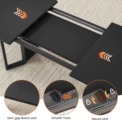 63 Inch Extendable MDF Board Dining Table Set Black Finish