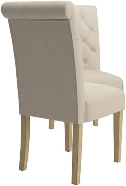 Tan Solid Wood Tufted Parsons Dining Chair Set Of 2
