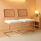 Modern Cesca Cane Dining Chairs With White Boucle Seat