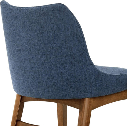 Azalea Blue Fabric and Walnut Wood Dining Chairs Set of 2