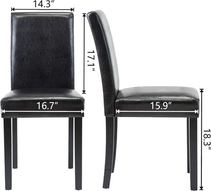 Modern PU Upholstered Dining Chairs Black Cushioned Seats