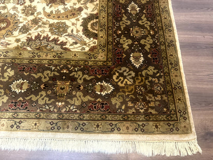 Indo Persian Mahal Rug 8x10, Floral Traditional Wool Oriental Carpet