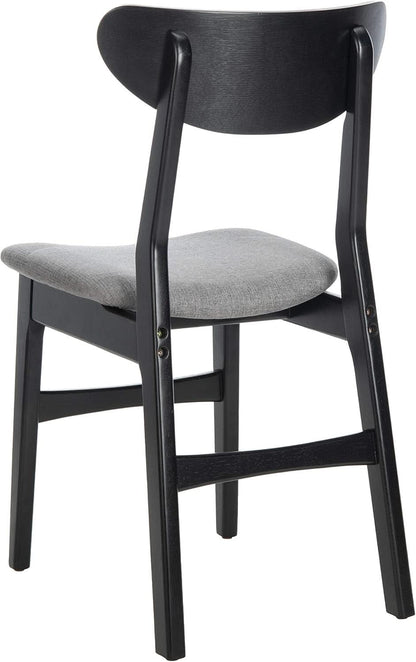 Home Lucca Retro Black And Grey Cushion Dining Chair Set 2