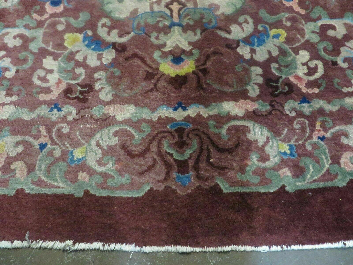 8' X 10' Vintage Handmade Chinese Art Deco Peking Nichols Wool Rug Flowers Nice
