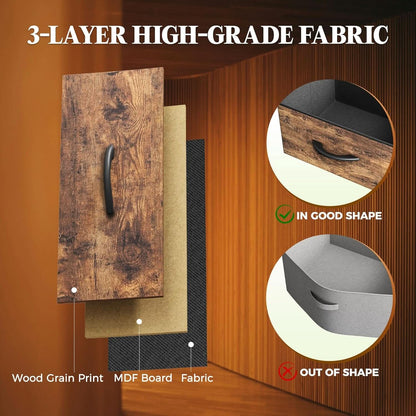 63 Inch Dresser With Durable Fabric Drawers In Rustic Brown