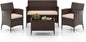 4-Piece Outdoor Rattan Conversation Set with Cushions