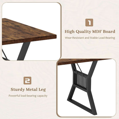 70.8 Inch Farmhouse Dining Table With Heavy Duty Metal Legs