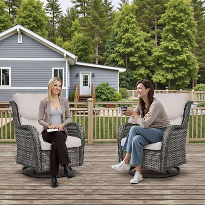 Swivel Rocker Patio Chairs Set with Cozy Coffee Table