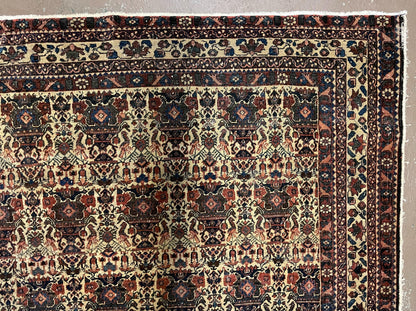 Antique Persian Afshar Rug 5x7, Wool Hand Knotted Oriental Carpet 5 x 7 ft, Repeated Motif Allover, Cream and Maroon, Tribal Rug, Medium Sized Rug,  Zil-i-Sultan Design