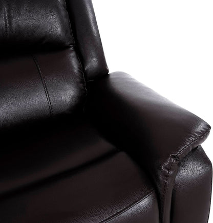 Espresso Leather Sofa Set With Manual Recliner For Living Room