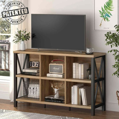 6 Cube Storage Organizer With Shelf Rustic Oak Bookcase