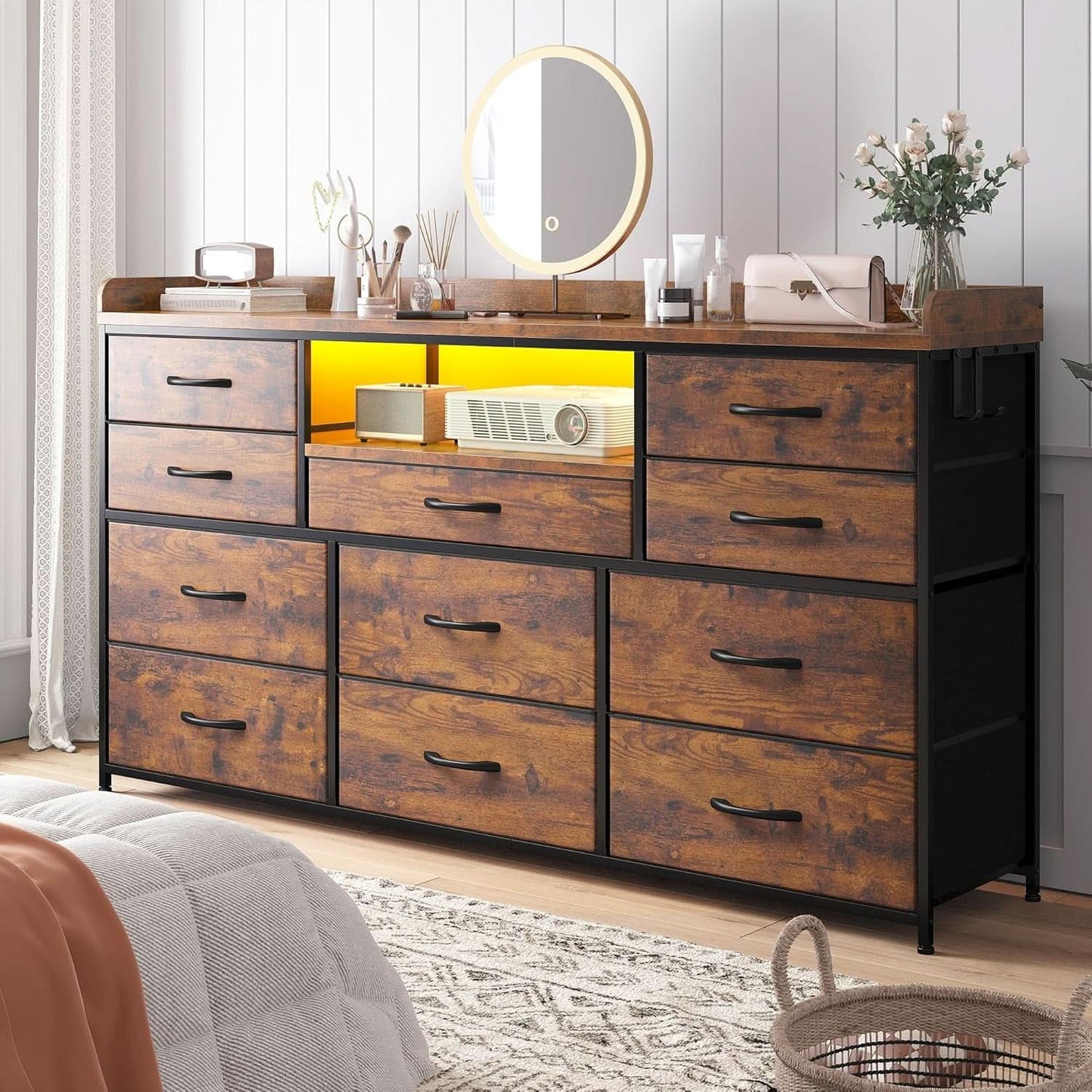 Dresser TV Stand 60 Inch Wide With 11 Drawers Unit