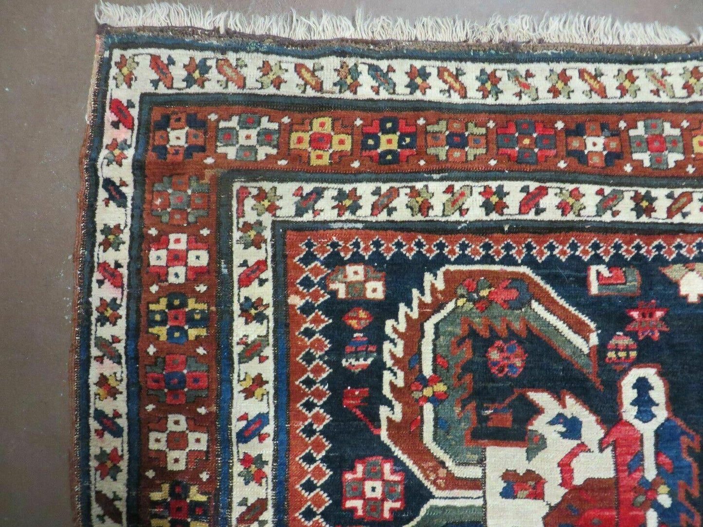 3' 7" X 14' Antique Handmade Caucasian Wool Rug Carpet Nice