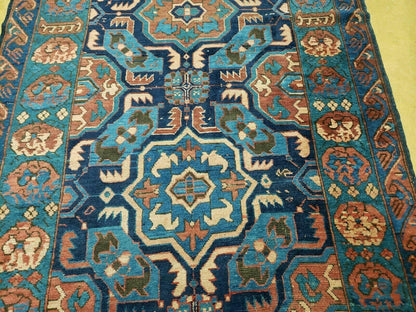 3'10" X 10' Antique Caucasian Seychor Rug Hand Made Wool Carpet Organic Dye Nice