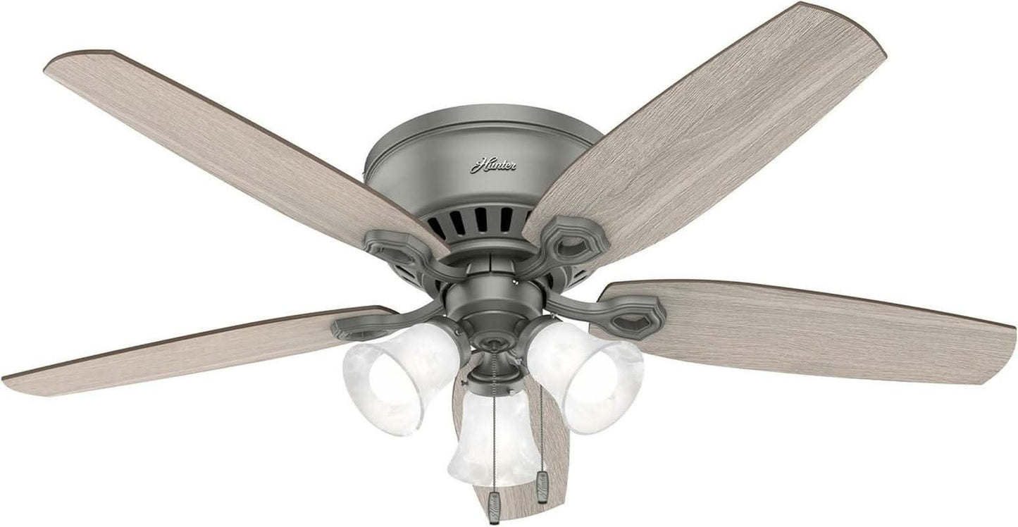 52 Inch Matte Silver LED Ceiling Fan With Integrated Light