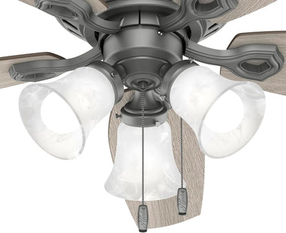 52 Inch Matte Silver LED Ceiling Fan With Integrated Light