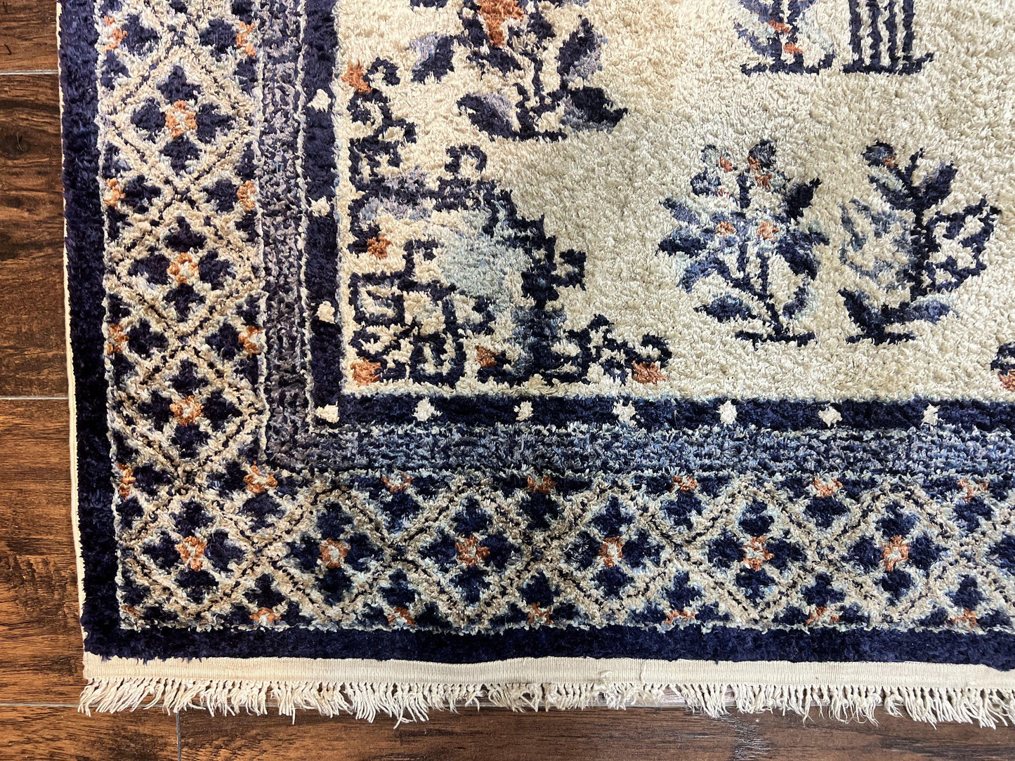 Silk Chinese Rug 3x5, Vintage Handmade Peking Carpet, Asian Oriental Art Deco Rug