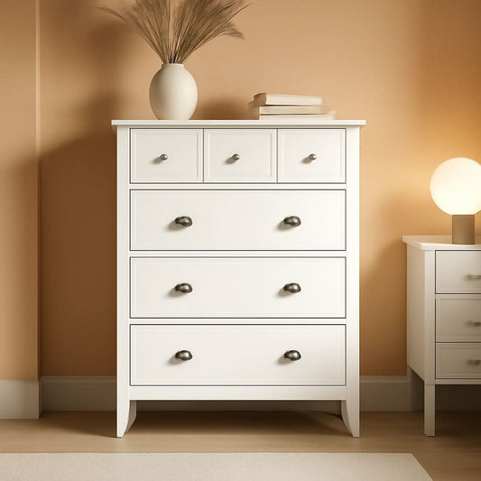 Soft White 4 Drawer Dresser With Safety Stops Stability