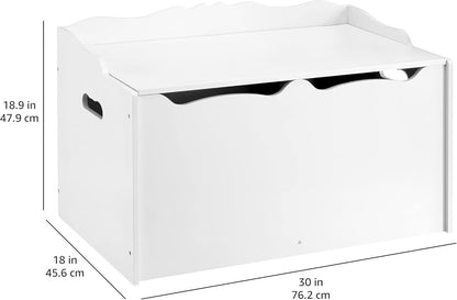 Wooden Toy Box Chest White 30x18x19 StorageSolution