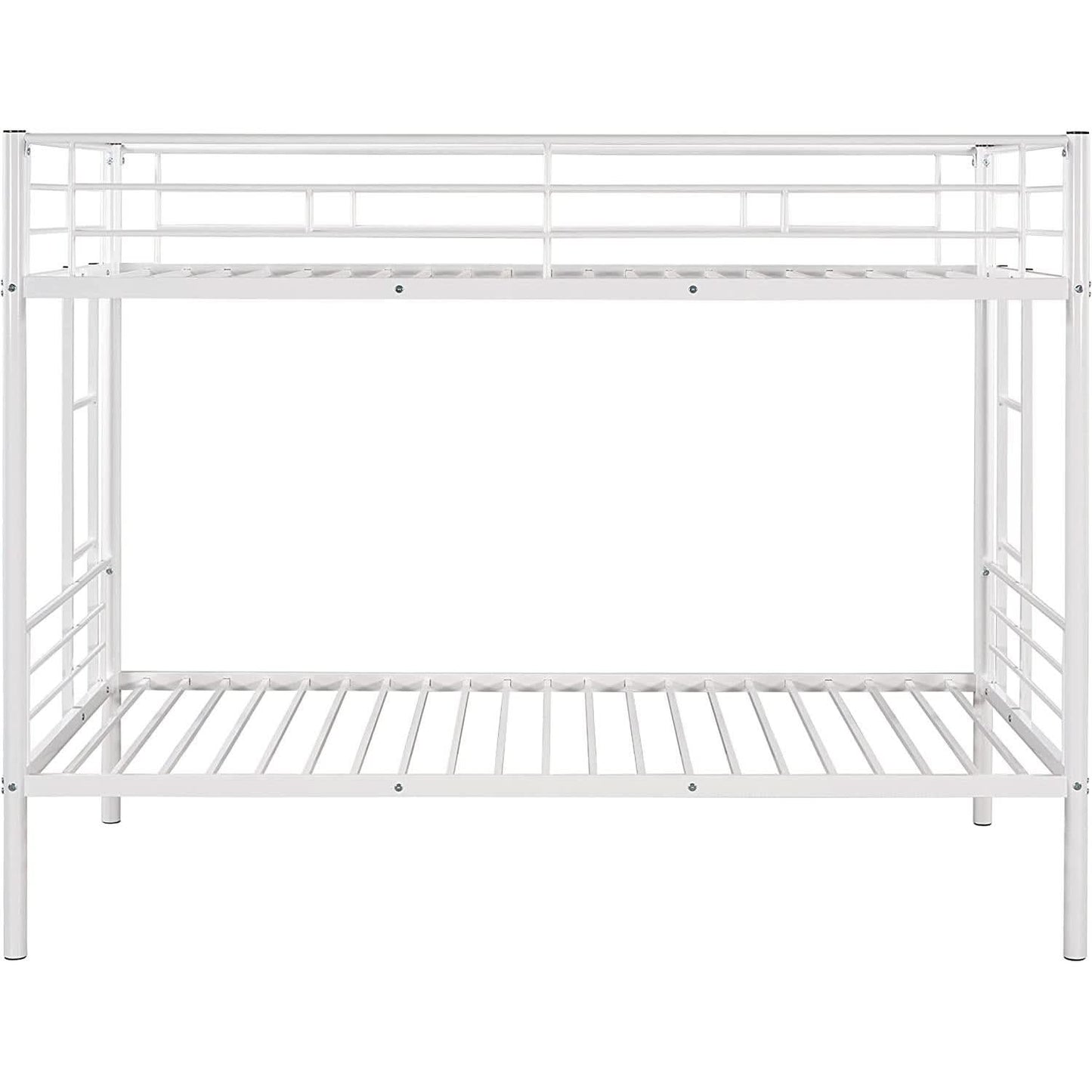 Twin Over Twin Metal Bunk Bed With 2 Ladders White