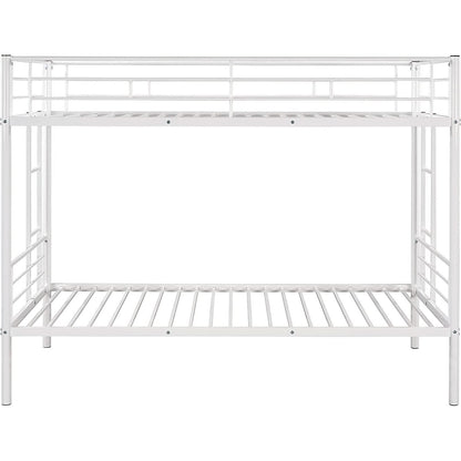 Twin Over Twin Metal Bunk Bed With 2 Ladders White