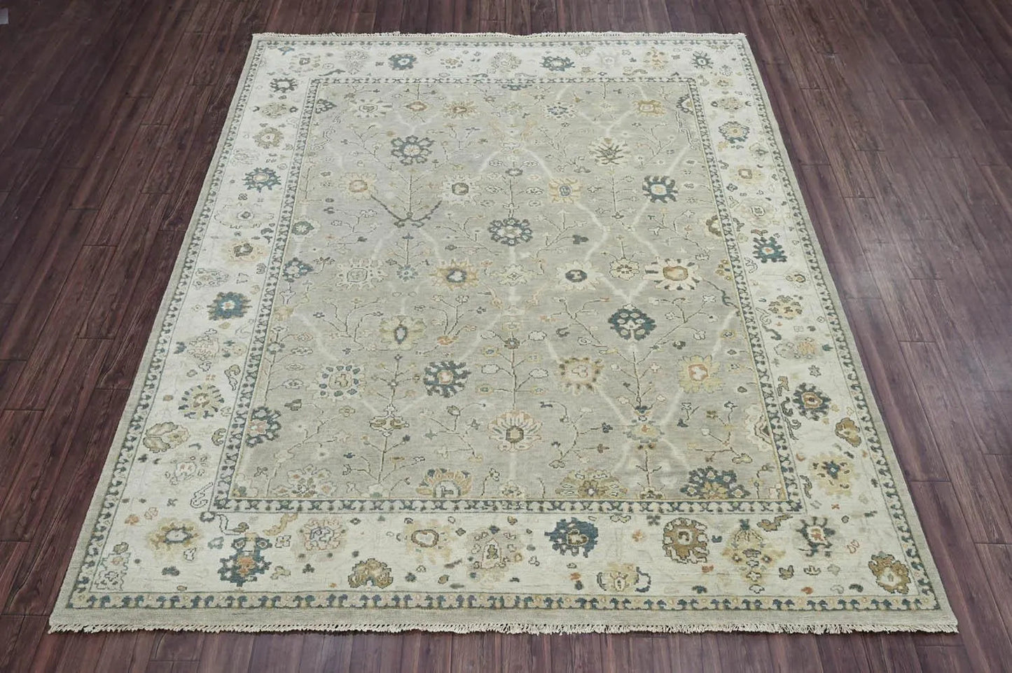Multi Size Gray Hand Knotted Traditional Oushak Wool Oriental Area Rug