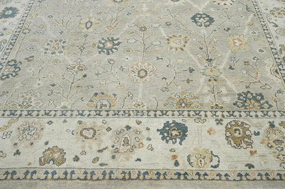 Multi Size Gray Hand Knotted Traditional Oushak Wool Oriental Area Rug