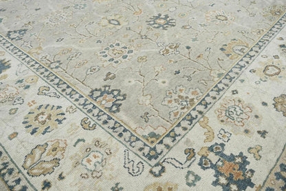 Multi Size Gray Hand Knotted Traditional Oushak Wool Oriental Area Rug