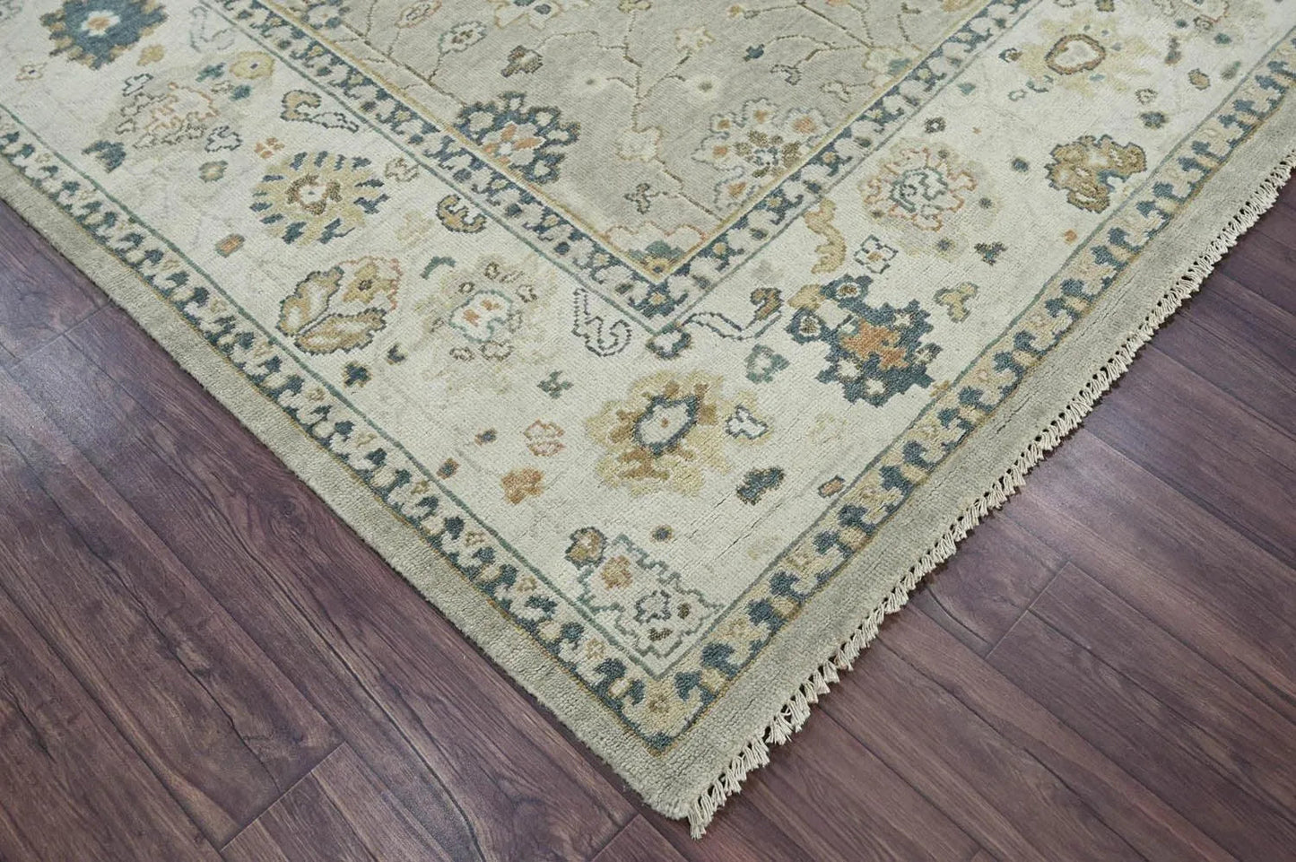 Multi Size Gray Hand Knotted Traditional Oushak Wool Oriental Area Rug