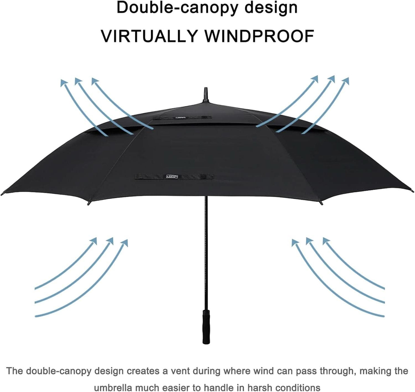 72 Inch Windproof Golf Umbrella Auto Open Double Canopy
