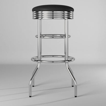 Heavy Duty Backless Swivel Bar Stools with Faux Leather