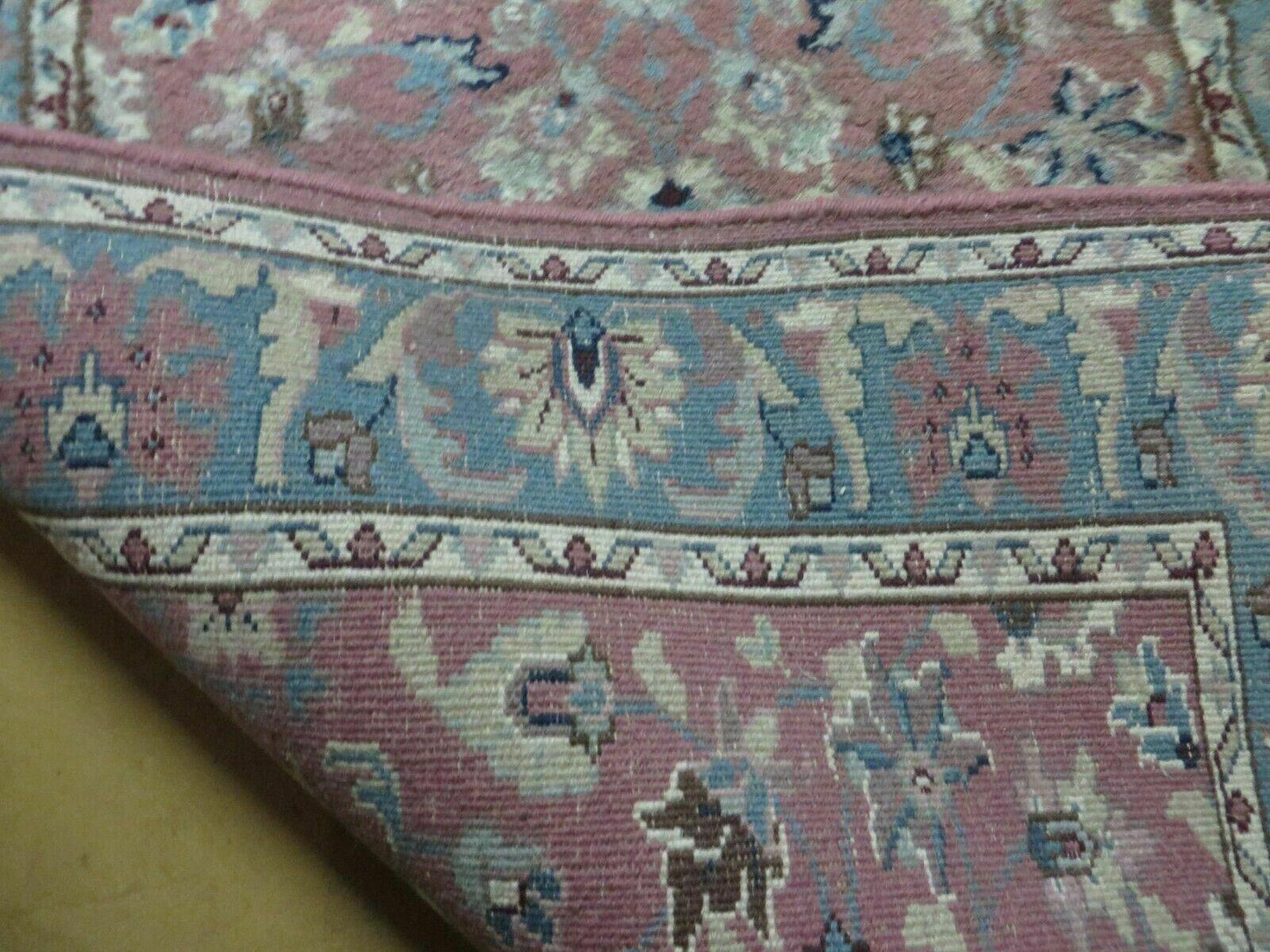 2' 8" X 12' Vintage Handmade India Floral Wool Runner Rug Nice