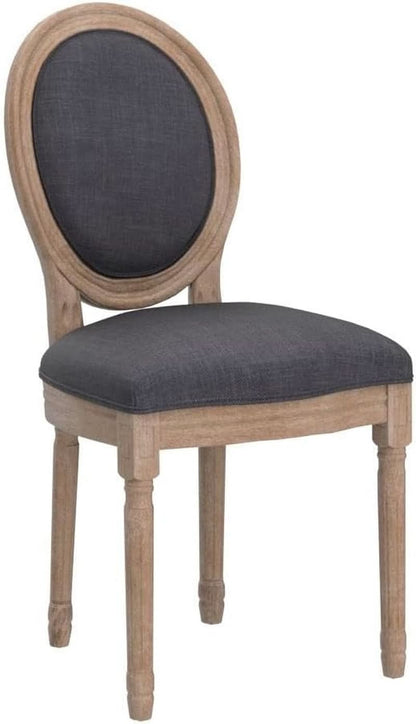 Set Of 4 French Vintage Dining Chairs Solid Wood Frame Tufted Fabric