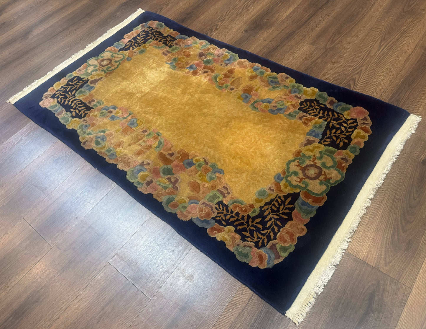 Chinese Wool Rug 3x5, Vintage Carpet, Handmade
