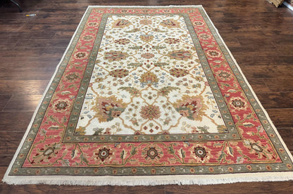 Flatweave Soumak Rug 6x9, Nourison Rug, Wool Handmade, Floral, Ivory