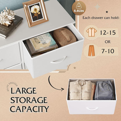 Fabric Dresser For Bedroom Tall White Modern Storage Unit