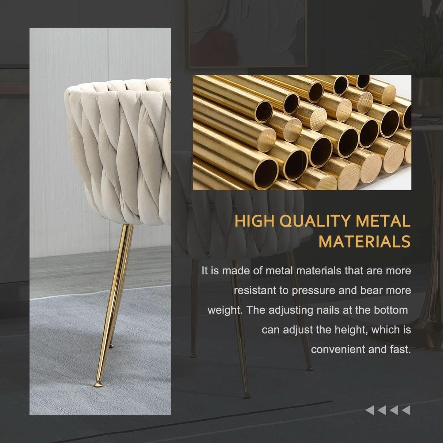 Velvet Dining Chairs With Gold Metal Legs Tufted Modern Wingback Set Of 4
