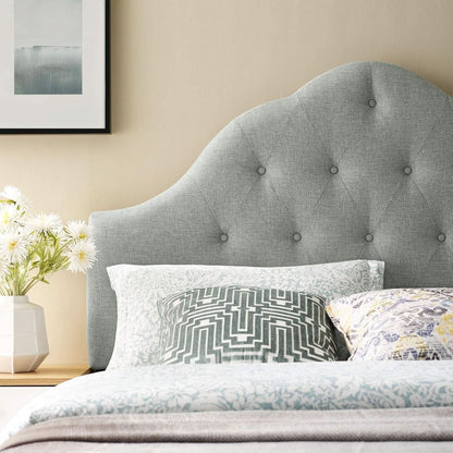 Tufted Linen Upholstered Queen Headboard with High Arch