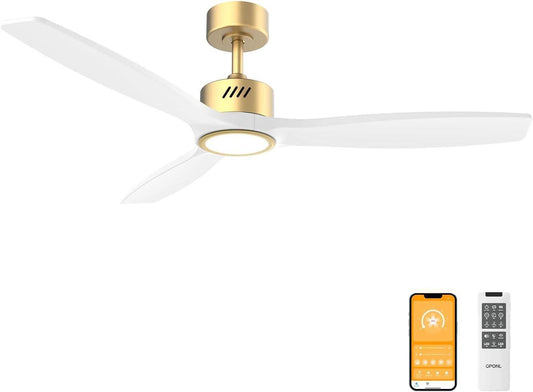 52 Inch Wooden Ceiling Fan With Integrated Light And Remote Control