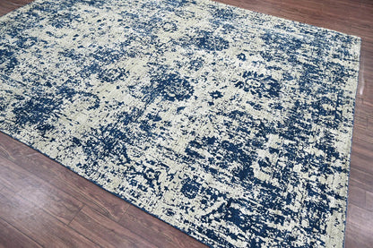 Multi Size Gray, Blue Hand Knotted 100% Wool Transitional Oriental Area Rug