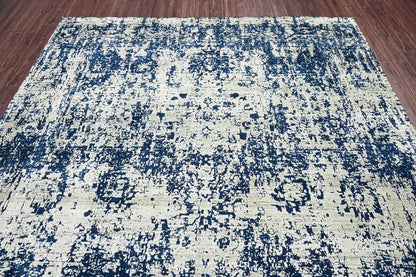 Multi Size Gray, Blue Hand Knotted 100% Wool Transitional Oriental Area Rug