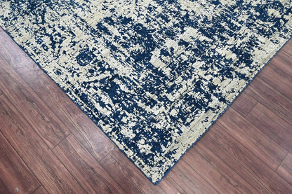Multi Size Gray, Blue Hand Knotted 100% Wool Transitional Oriental Area Rug