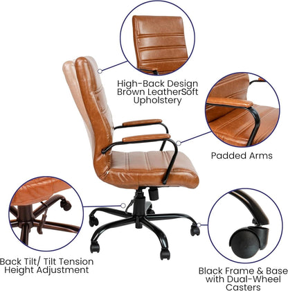 Whitney High Back Leathersoft Desk Chair Adjustable Height