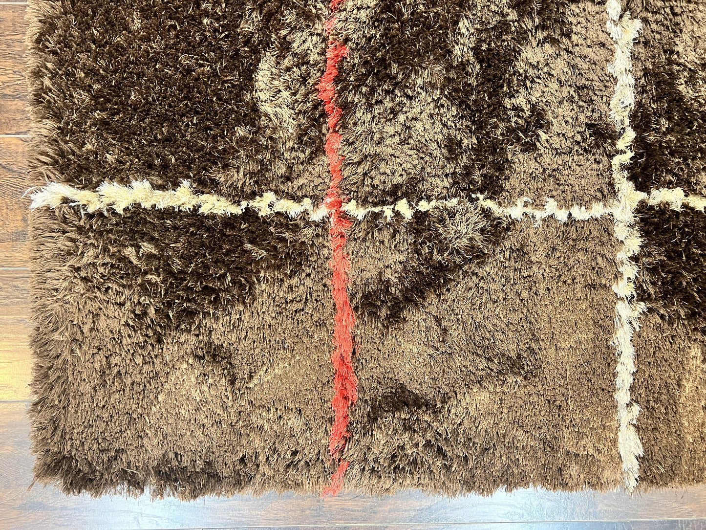 Shag Rug 6x8, Brown, Panel Design