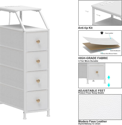 UltraSlimVertical Dresser With USB Charging Station White