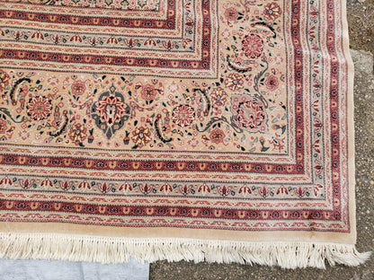 Stunning Oversized Sino Persian Oriental Rug 12x15, Hand Knotted Wool & Silk Palace Sized Carpet, Mahi Pattern, Very Fine, Peach Beige, Wow