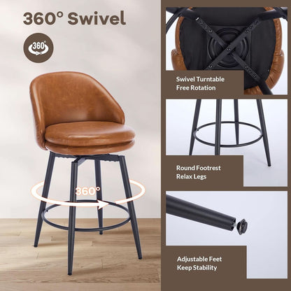 Modern Swivel Bar Stools Set of Two for Kitchen