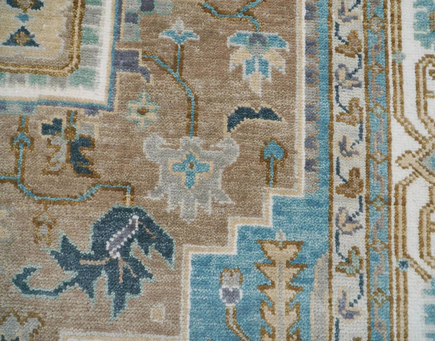 Multi Size Beige, Tan Color Hand Knotted LoomBloom Muted Turkish Oushak 100% Wool Transitional Oriental Area Rug